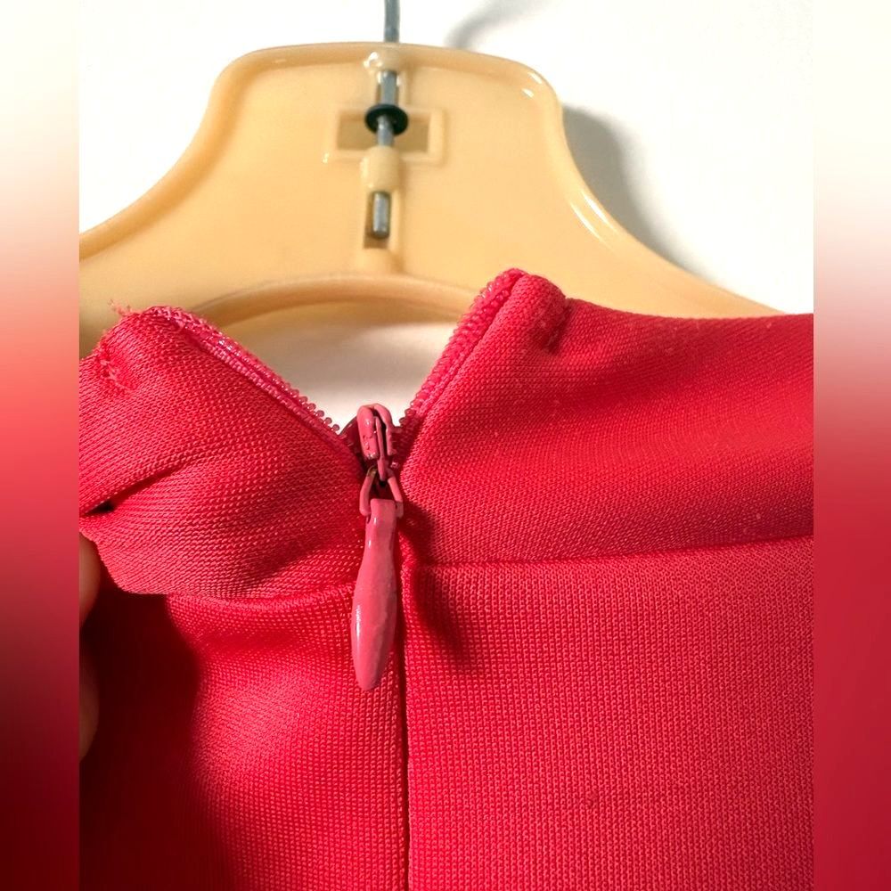 Tomato Girl Red Orange Godet Skater Mini Dress Deep V Plunge XS S Y2K Barbiecore - Picture 6 of 8